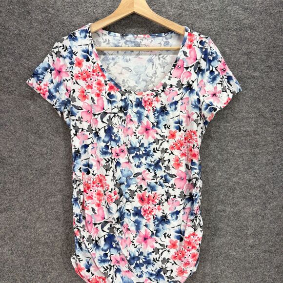 Motherhood Maternity T-Shirt Women M Medium White Floral Short Sleeve Casual - Picture 3 of 7
